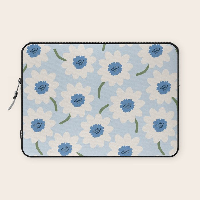 Flower field - charming blue Laptop Sleeve Gallery Image 1