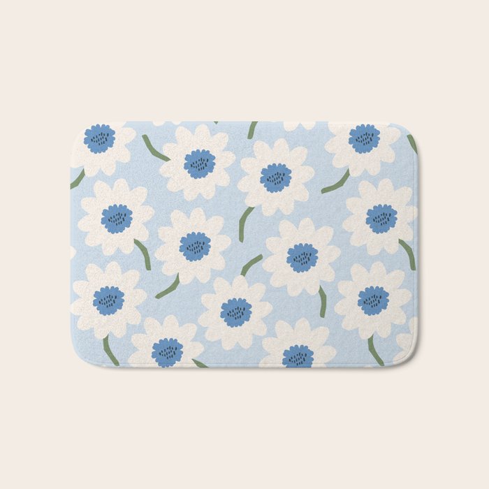 Flower field - charming blue Bath Mat Gallery Image 1