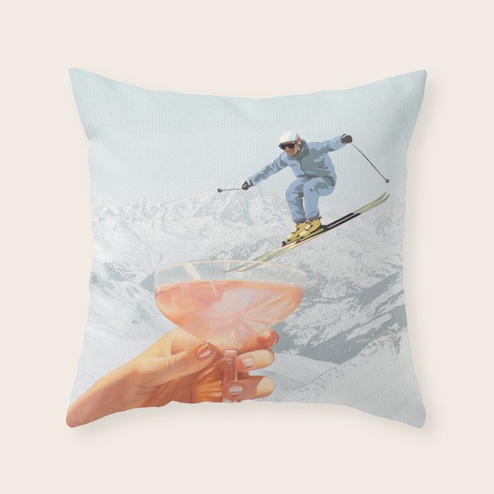 Apres Ski Cocktail Collage Winter Edition Throw Pillow Gallery Image 1