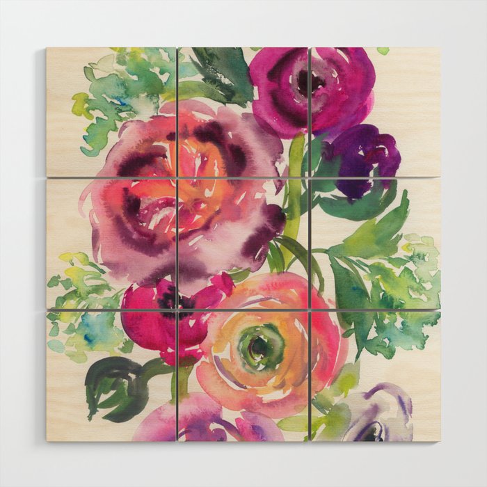 ranunculus dance Wood Wall Art Gallery Image 1