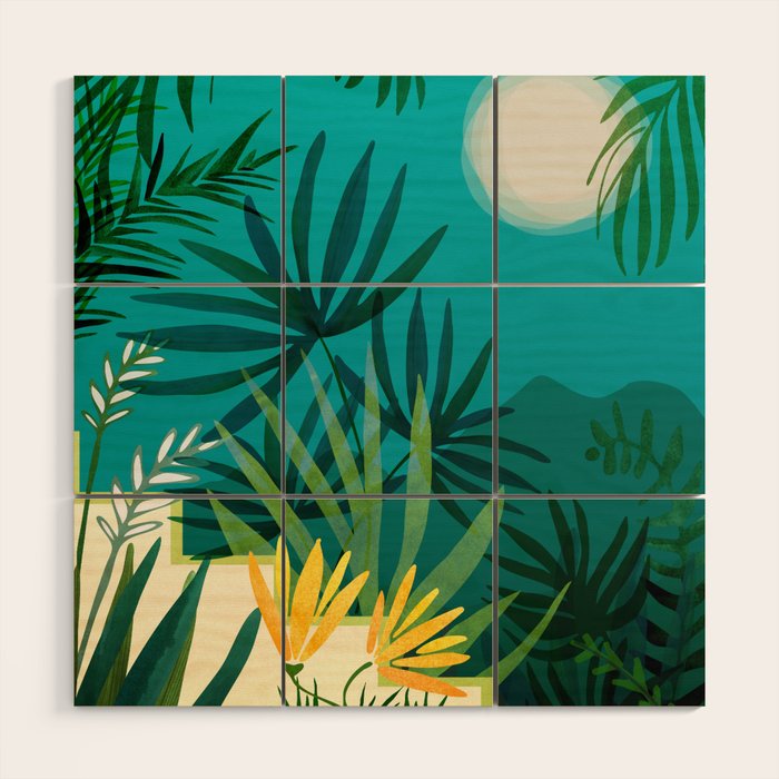 Rainforest With Moonlight Tropical Night Series #3 Wood Wall Art Gallery Image 1