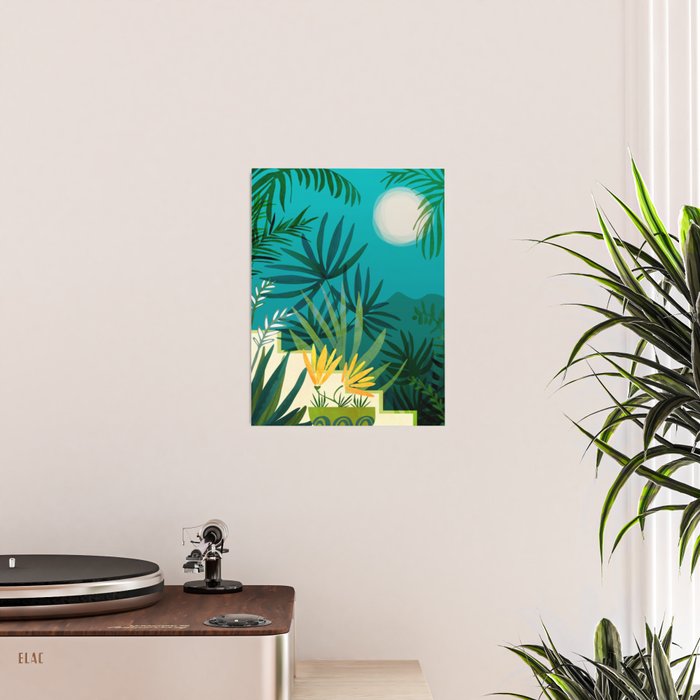 Rainforest With Moonlight Tropical Night Series #3 Poster Gallery Image 2