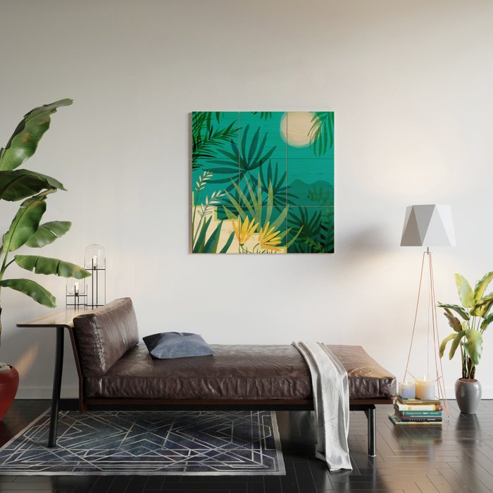Rainforest With Moonlight Tropical Night Series #3 Wood Wall Art Gallery Image 2