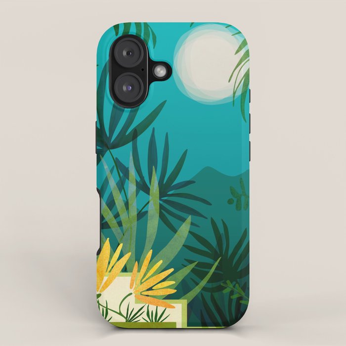 Rainforest With Moonlight Tropical Night Series #3 iPhone Case Gallery Image 1