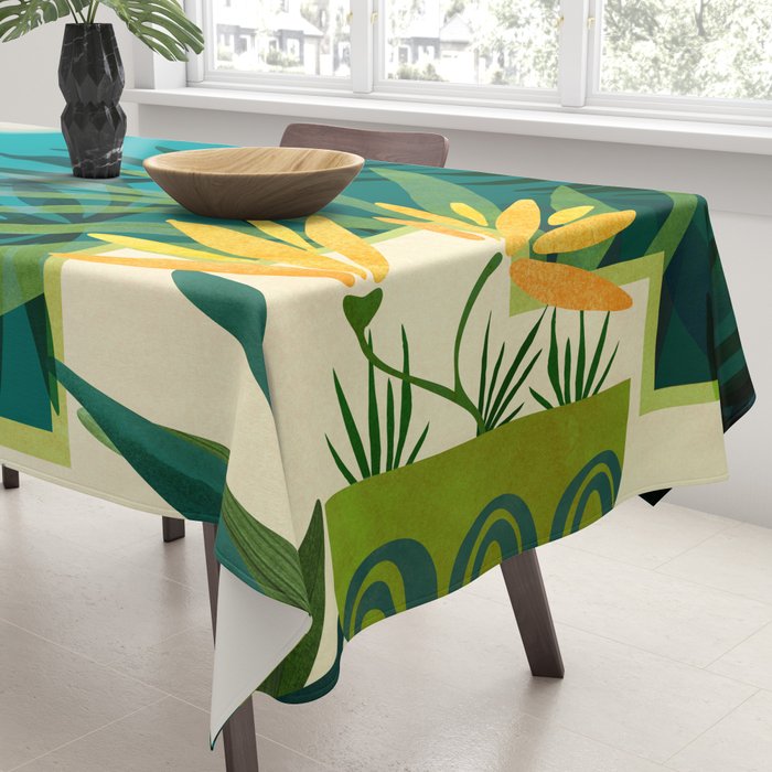 Rainforest With Moonlight Tropical Night Series #3 Tablecloth Gallery Image 3