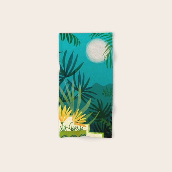 Rainforest With Moonlight Tropical Night Series #3 Bath Towel Gallery Image 1