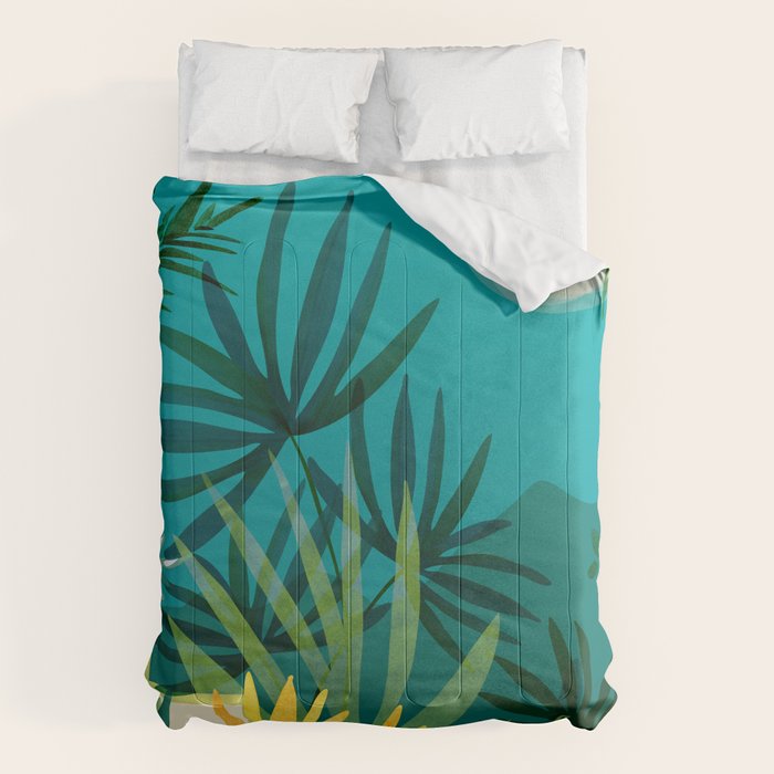 Rainforest With Moonlight Tropical Night Series #3 Comforter Gallery Image 1