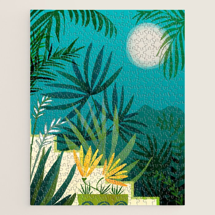 Rainforest With Moonlight Tropical Night Series #3 Jigsaw Puzzle Gallery Image 1