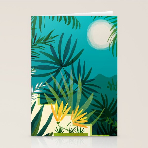 Rainforest With Moonlight Tropical Night Series #3 Stationery Card Gallery Image 2