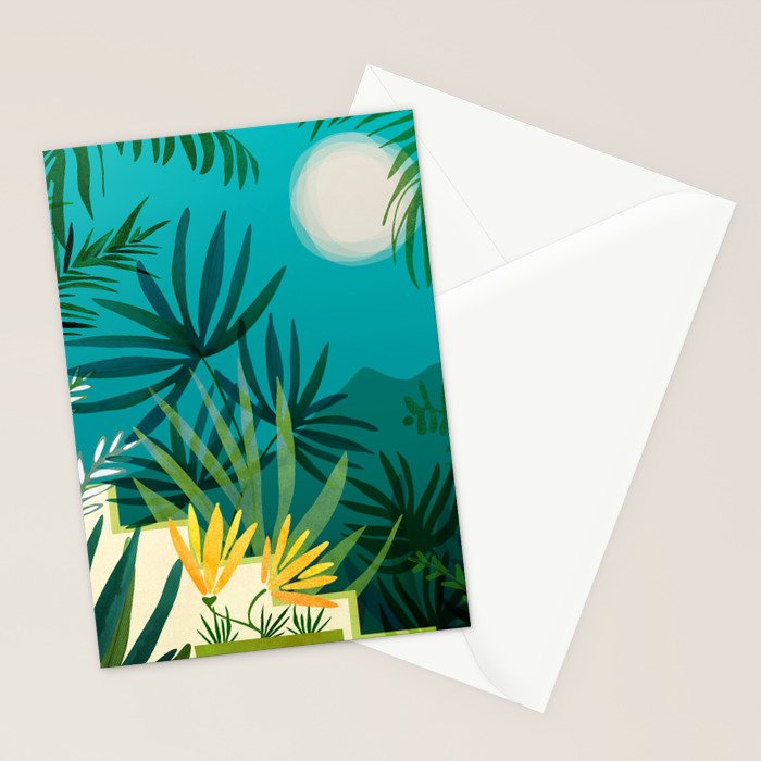 Rainforest With Moonlight Tropical Night Series #3 Stationery Card Gallery Image 2