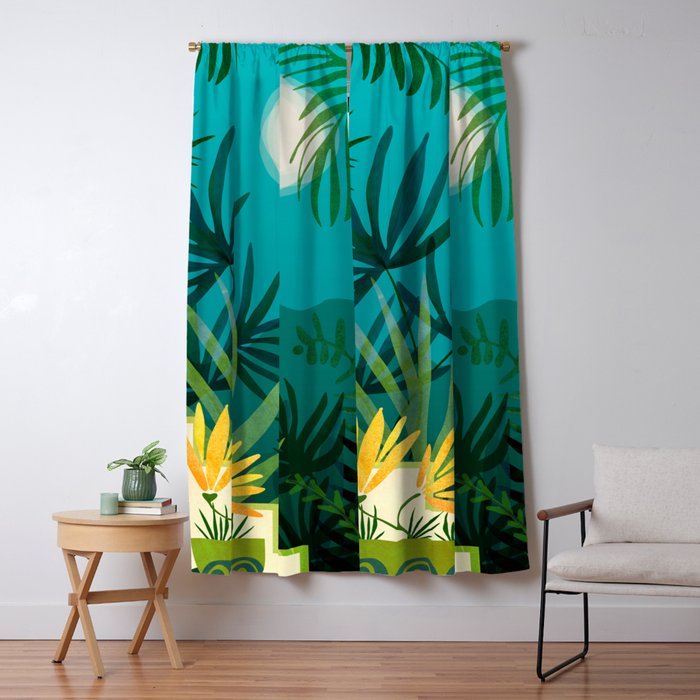 Rainforest With Moonlight Tropical Night Series #3 Window Curtain Gallery Image 5