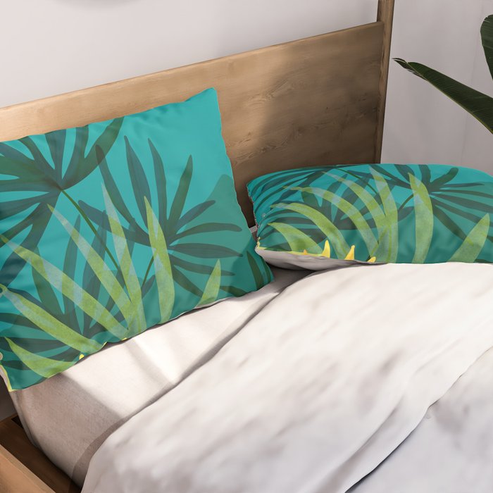 Rainforest With Moonlight Tropical Night Series #3 Pillow Sham Gallery Image 2