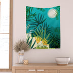 Rainforest With Moonlight Tropical Night Series #3 Wall Tapestry Gallery Image 2