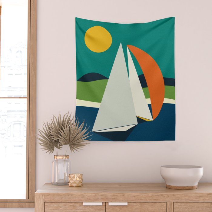 mid century sails Wall Tapestry Gallery Image 2