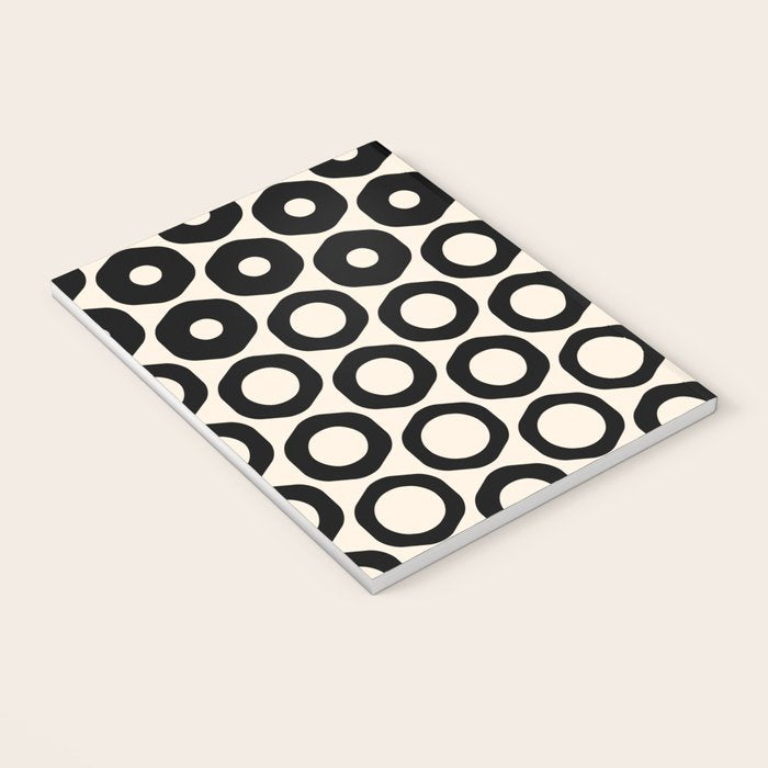 Vrittam Geometric Modern Minimalist Pattern in Black and Almond Cream Notebook Gallery Image 3