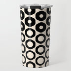 Vrittam Geometric Modern Minimalist Pattern in Black and Almond Cream Travel Mug Gallery Image 1