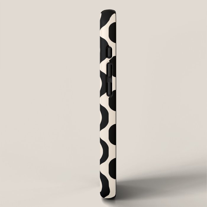 Vrittam Geometric Modern Minimalist Pattern in Black and Almond Cream iPhone Case Gallery Image 2