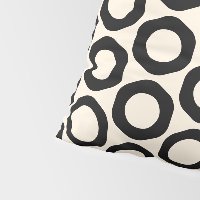 Vrittam Geometric Modern Minimalist Pattern in Black and Almond Cream Pillow Sham Gallery Image 4