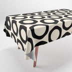 Vrittam Geometric Modern Minimalist Pattern in Black and Almond Cream Tablecloth Gallery Image 1