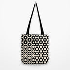 Vrittam Geometric Modern Minimalist Pattern in Black and Almond Cream Tote Bag Gallery Image 2