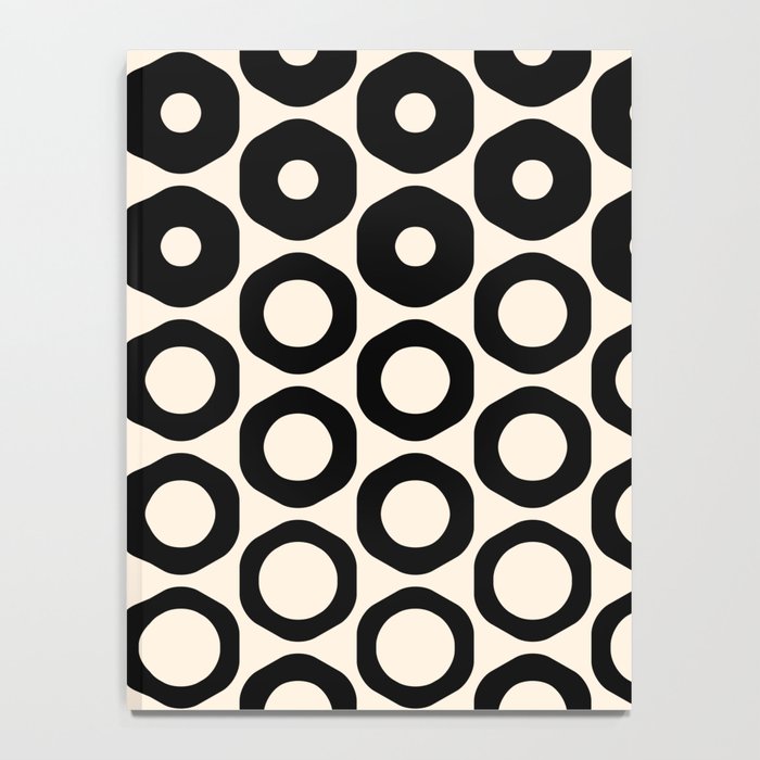 Vrittam Geometric Modern Minimalist Pattern in Black and Almond Cream Notebook Gallery Image 4