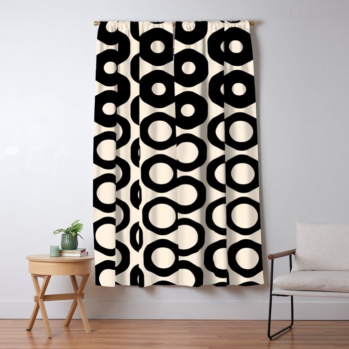 Vrittam Geometric Modern Minimalist Pattern in Black and Almond Cream Window Curtain Gallery Image 5