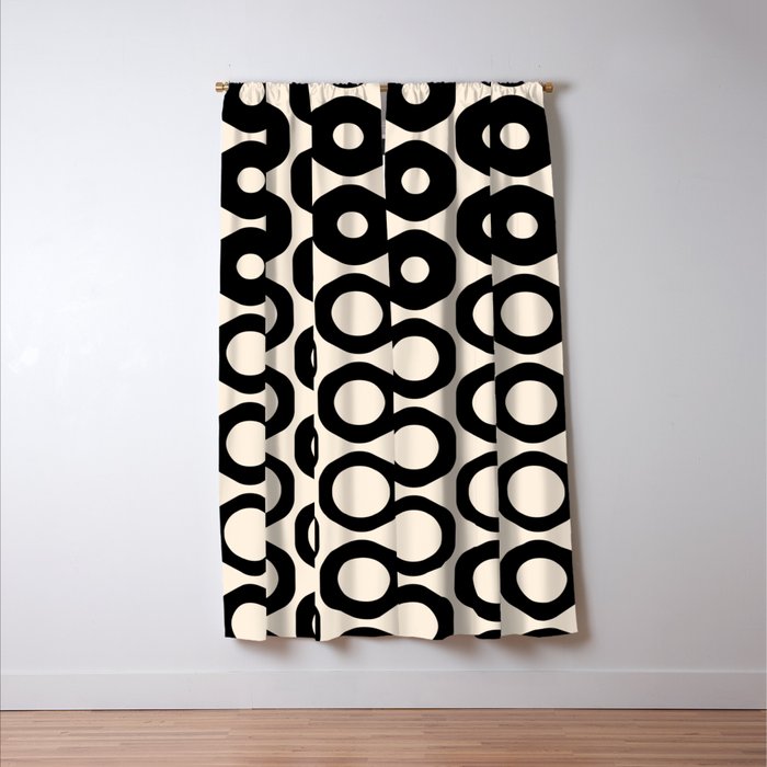 Vrittam Geometric Modern Minimalist Pattern in Black and Almond Cream Window Curtain Gallery Image 3