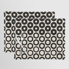 Vrittam Geometric Modern Minimalist Pattern in Black and Almond Cream Placemat Gallery Image 1