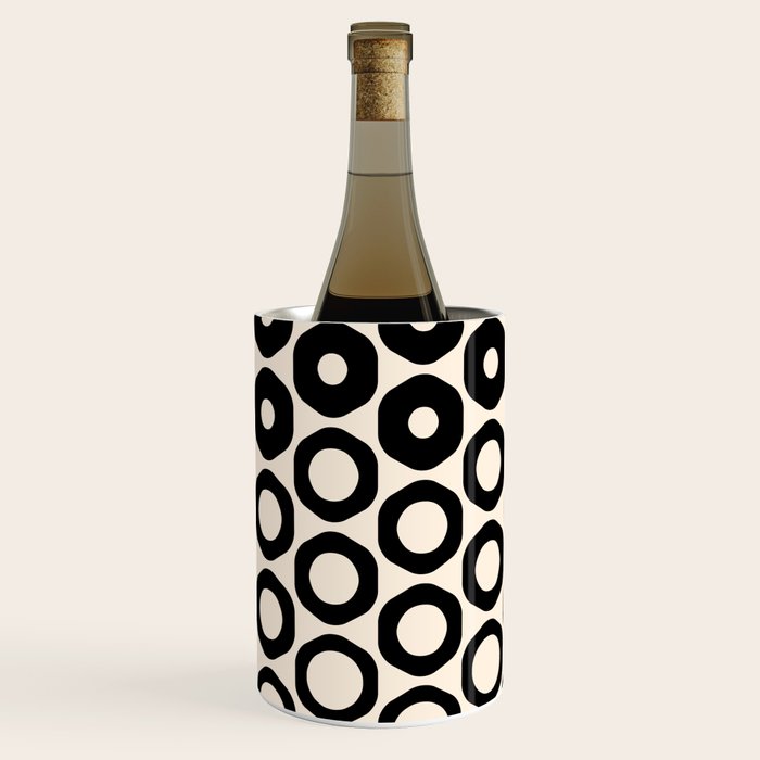 Vrittam Geometric Modern Minimalist Pattern in Black and Almond Cream Wine Chiller Gallery Image 1