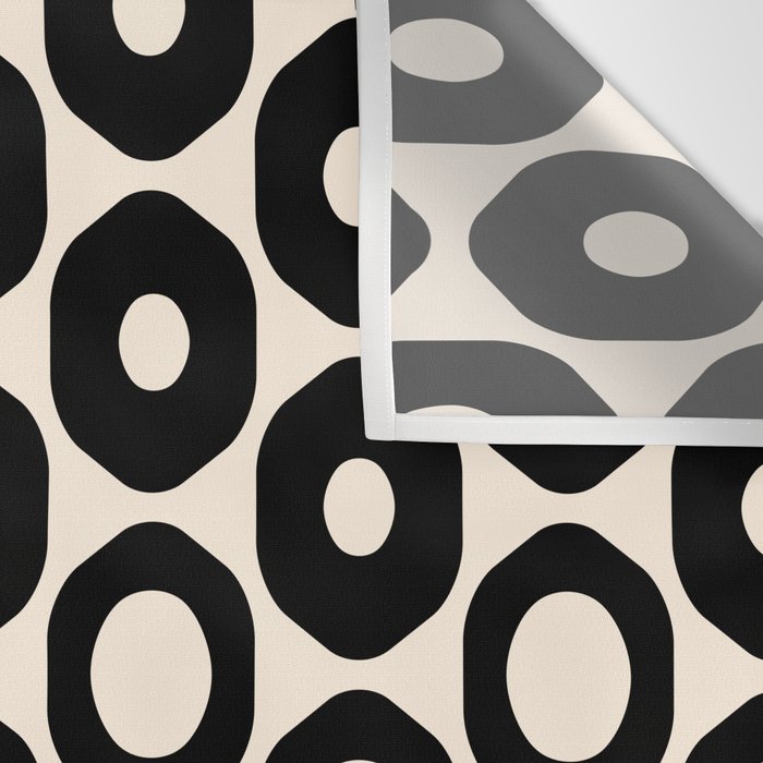 Vrittam Geometric Modern Minimalist Pattern in Black and Almond Cream Wall Tapestry Gallery Image 3