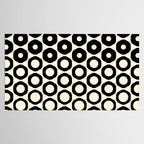 Vrittam Geometric Modern Minimalist Pattern in Black and Almond Cream Tablecloth Gallery Image 2