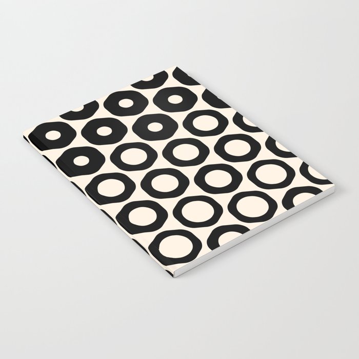 Vrittam Geometric Modern Minimalist Pattern in Black and Almond Cream Notebook Gallery Image 2