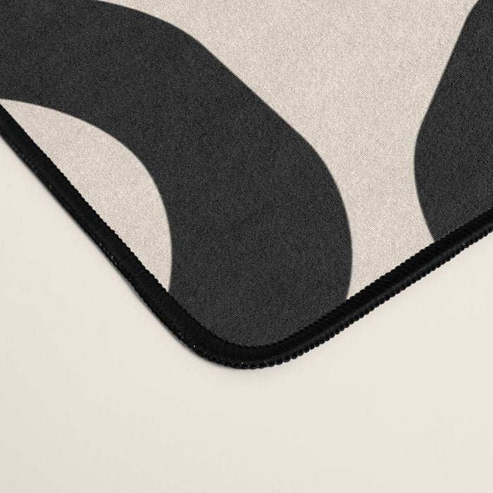 Vrittam Geometric Modern Minimalist Pattern in Black and Almond Cream Desk Mat Gallery Image 4
