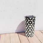 Vrittam Geometric Modern Minimalist Pattern in Black and Almond Cream Travel Mug Gallery Image 4