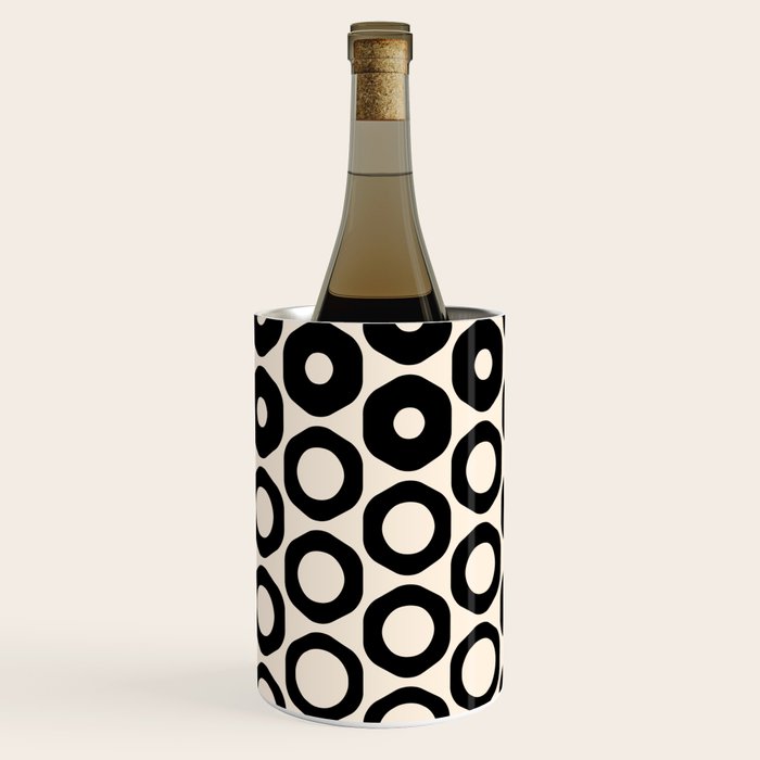 Vrittam Geometric Modern Minimalist Pattern in Black and Almond Cream Wine Chiller Gallery Image 3