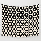 Vrittam Geometric Modern Minimalist Pattern in Black and Almond Cream Wall Tapestry Gallery Image 4
