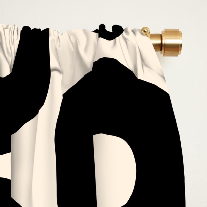 Vrittam Geometric Modern Minimalist Pattern in Black and Almond Cream Window Curtain Gallery Image 2