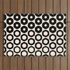 Vrittam Geometric Modern Minimalist Pattern in Black and Almond Cream Outdoor Rug Gallery Image 1