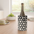 Vrittam Geometric Modern Minimalist Pattern in Black and Almond Cream Wine Chiller Gallery Image 4