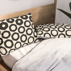 Vrittam Geometric Modern Minimalist Pattern in Black and Almond Cream Pillow Sham Gallery Image 2