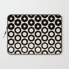 Vrittam Geometric Modern Minimalist Pattern in Black and Almond Cream Laptop Sleeve Gallery Image 1