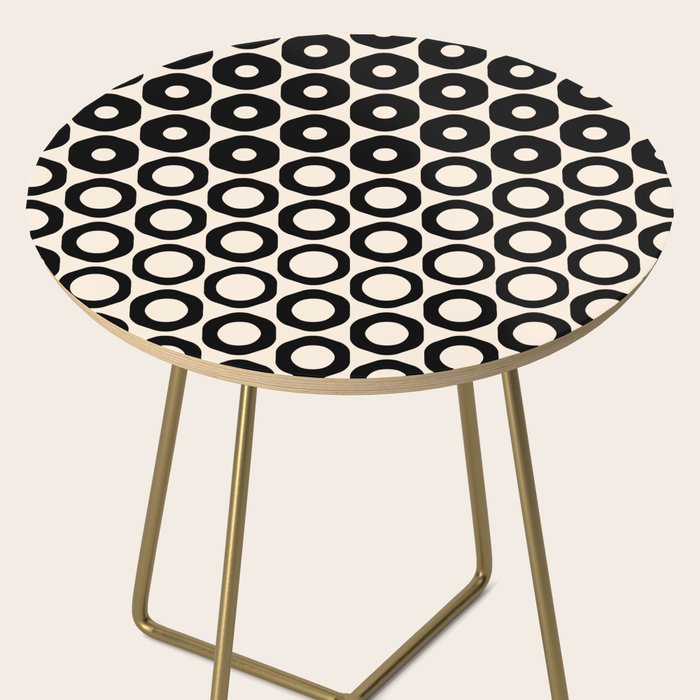 Vrittam Geometric Modern Minimalist Pattern in Black and Almond Cream Side Table Gallery Image 2