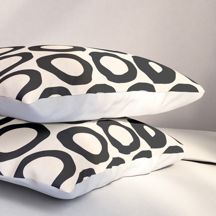 Vrittam Geometric Modern Minimalist Pattern in Black and Almond Cream Pillow Sham Gallery Image 3