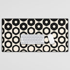 Vrittam Geometric Modern Minimalist Pattern in Black and Almond Cream Desk Mat Gallery Image 1
