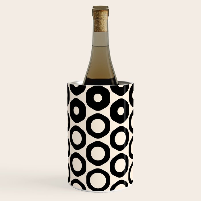 Vrittam Geometric Modern Minimalist Pattern in Black and Almond Cream Wine Chiller Gallery Image 2