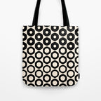 Vrittam Geometric Modern Minimalist Pattern in Black and Almond Cream Tote Bag Gallery Image 1