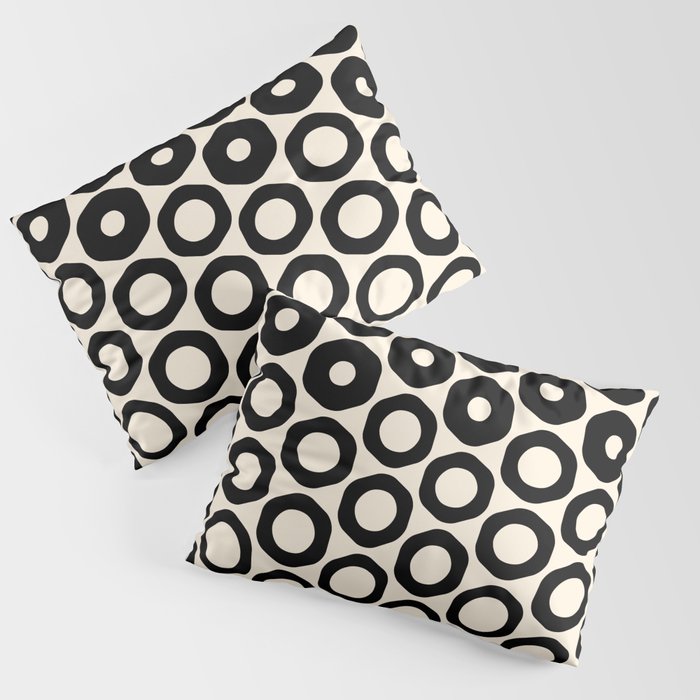 Vrittam Geometric Modern Minimalist Pattern in Black and Almond Cream Pillow Sham Gallery Image 3