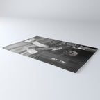 Funny Einstein in Fuzzy Slippers Classic Black and White Satirical Photography - Photographs Rug Gallery Image 3