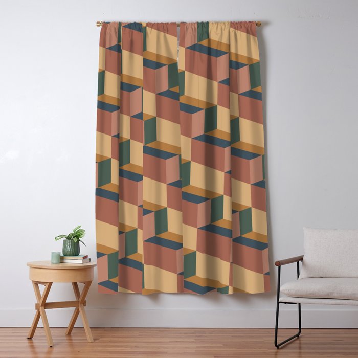 Cuboid Geometric Abstract Shapes Pattern XI Window Curtain Gallery Image 5