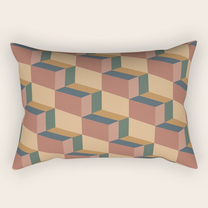 Cuboid Geometric Abstract Shapes Pattern XI Rectangular Pillow Gallery Image 1